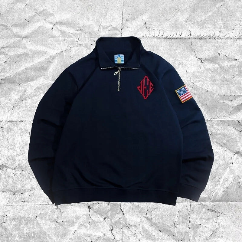 American Vibe™ – Oversize Bluza Y2K z Haftem Flagi USA | Unisex Streetwear